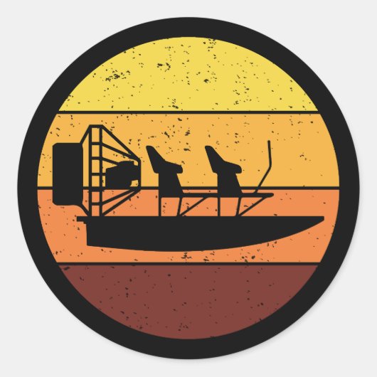 エアボートファンボートエアボート用プラネボートヴィンテージレトロ ラウンドシール (正面)