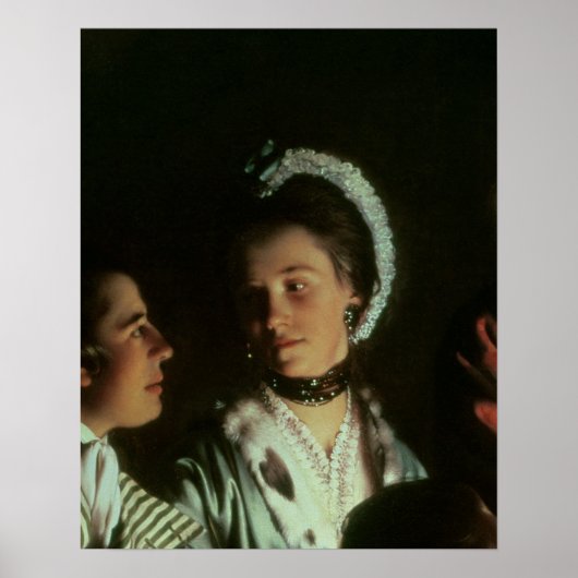 エアポンプでの鳥に対する実験, 1768 ポスター (正面)