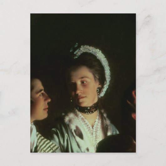 エアポンプでの鳥に対する実験, 1768 ポストカード (正面)