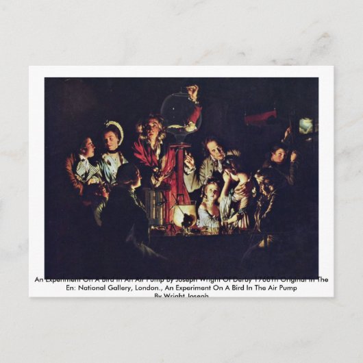 エアポンプの鳥の実験 ポストカード (正面)