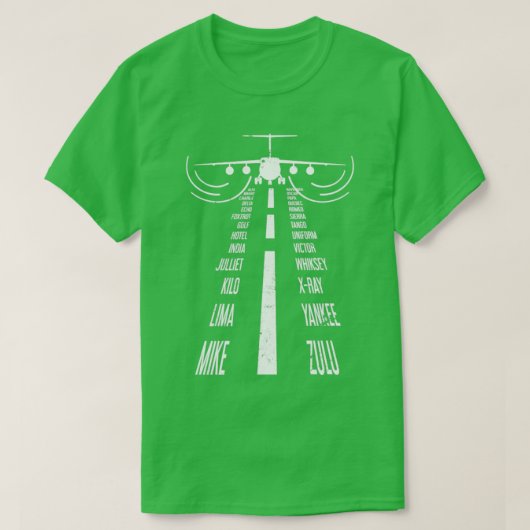エアポートランディング飛行機パイロット Tシャツ (デザイン正面)