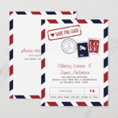 エアメイル セレブレーション カード Save the Date (正面/裏面)