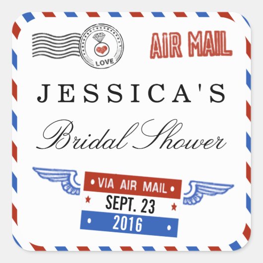 エアメモダンールブライダルシャワーのお願い スクエアシール (正面)