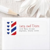 エアメールとハート差出人住所ラベル ラベル (インサイチュ)