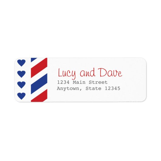 エアメールとハート差出人住所ラベル ラベル (正面)