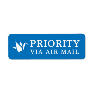 エアメールによる優先度折り鶴折り紙鳥類ラベル ラベル