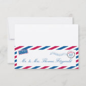 エアメールのテント型席札カード 招待状 (正面)