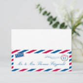 エアメールのテント型席札カード 招待状 (スタンド正面)