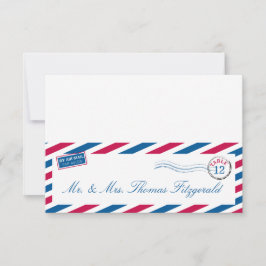 エアメールのテント型席札カード 招待状