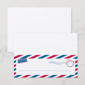 エアメールのテント型席札カード 招待状 (正面/裏面)