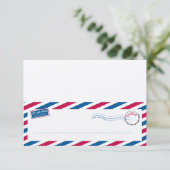 エアメールのテント型席札カード 招待状 (スタンド正面)