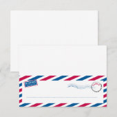 エアメールのテント型席札カード 招待状 (正面/裏面)