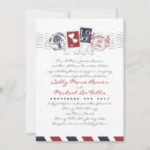 エアメールスタンプラブレター結婚式招待状 招待状 (正面)