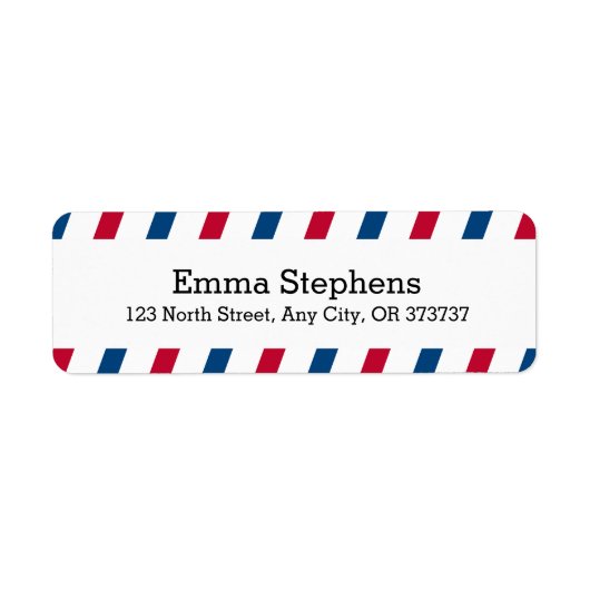 エアメールストライプ差出人住所ラベル青と赤 ラベル (正面)