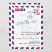 エアメールハートニューヨークとコロンビア日付を保存 セーブザデート (正面/裏面)