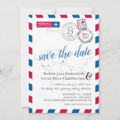 エアメールハートロサンゼルスとフランス日付を保存 セーブザデート (正面)