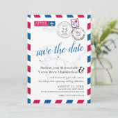 エアメールハートロサンゼルスとフランス日付を保存 セーブザデート (スタンド正面)