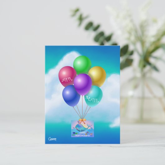 エアメールポストクロッシングホエールハガキ ポストカード (スタンド正面)