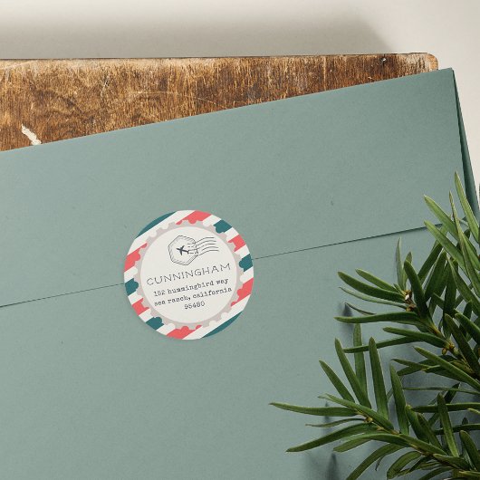 エアメール差出人住所シール ラウンドシール