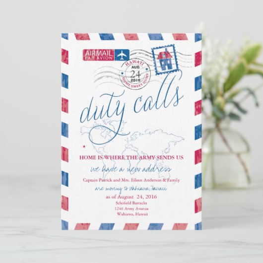 エアメール軍隊ハワイへの移行のお知らせ 招待状 (スタンド正面)