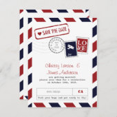 エアメール・セレブレーションカード Save the Date 招待状 (正面/裏面)