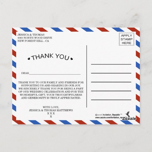 『エアモダンメール結婚のコレクション』 ポストカード (裏面)