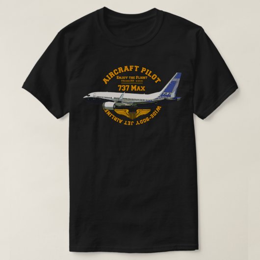 エアライナー737 Max WideBodyジェット Tシャツ (デザイン正面)