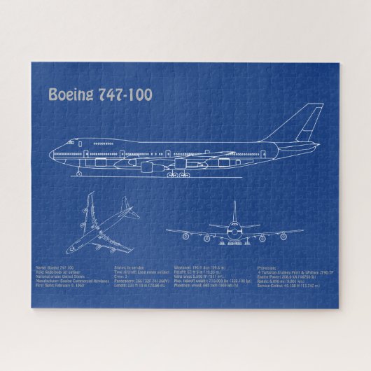 エアライナー747 – 航空機の設計図スケッチ計画AD ジグソーパズル (横)