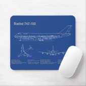 エアライナー747 – 航空機の設計図スケッチ計画AD マウスパッド (マウス)
