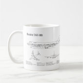 エアライナー747 – 飛行機の設計図スケッチ計画BD コーヒーマグカップ (左)