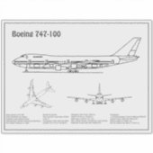 エアライナー747 – 飛行機の設計図スケッチ計画BD シール (正面)