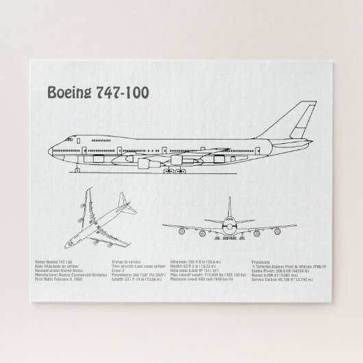 エアライナー747 – 飛行機の設計図スケッチ計画BD ジグソーパズル (横)