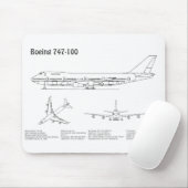 エアライナー747 – 飛行機の設計図スケッチ計画BD マウスパッド (マウス)