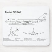 エアライナー747 – 飛行機の設計図スケッチ計画BD マウスパッド (正面)