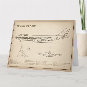 エアライナー747 – 飛行機の設計図スケッチ計画SD サンキューカード