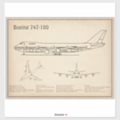 エアライナー747 – 飛行機の設計図スケッチ計画SD シール (シート)