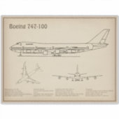 エアライナー747 – 飛行機の設計図スケッチ計画SD シール (正面)