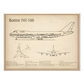 エアライナー747 – 飛行機の設計図スケッチ計画SD フォトプリント            (正面)
