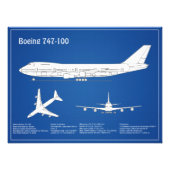 エアライナー747 – 飛行機設計図スケッチ計画ABD フォトプリント            (正面)