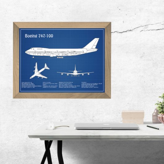 エアライナー747 – 飛行機設計図スケッチ計画ABD フォトプリント           
