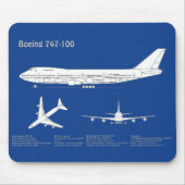 エアライナー747 – 飛行機設計図スケッチ計画ABD マウスパッド (正面)