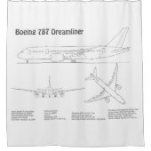 エアライナー787 – 飛行機の設計図スケッチ計画BD シャワーカーテン (正面)
