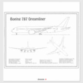 エアライナー787 – 飛行機の設計図スケッチ計画BD シール (シート)