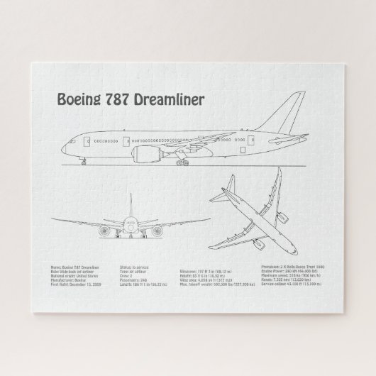 エアライナー787 – 飛行機の設計図スケッチ計画BD ジグソーパズル (横)
