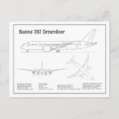 エアライナー787 – 飛行機の設計図スケッチ計画BD ポストカード (正面)