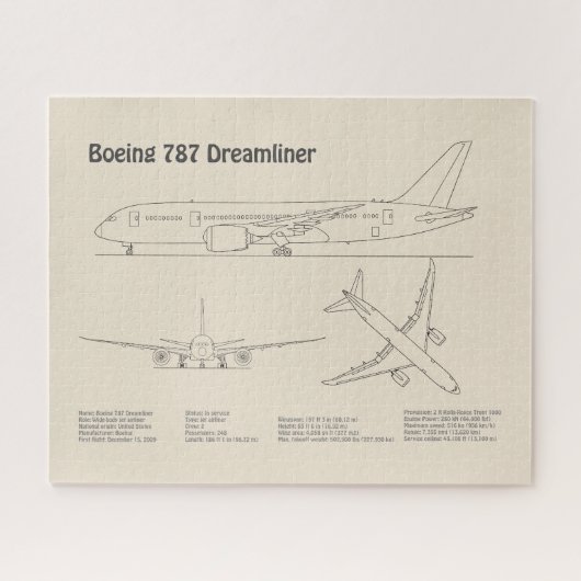 エアライナー787 – 飛行機の設計図スケッチ計画SD ジグソーパズル (横)