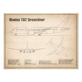 エアライナー787 – 飛行機の設計図スケッチ計画SD フォトプリント            (正面)