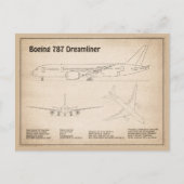 エアライナー787 – 飛行機の設計図スケッチ計画SD ポストカード (正面)