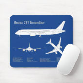 エアライナー787 – 飛行機設計図スケッチ計画ABD マウスパッド (マウス)