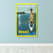 エアラインの統一されたハワイへの旅行ポスター キャンバスプリント (インサイチュ (ウッドフロア))